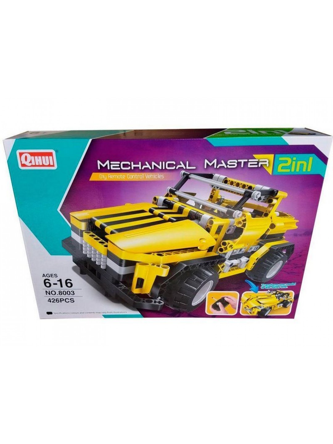 Р/У конструктор Qihui Mechanical Master 2 в 1 Пикап и Родстер (426 деталей)