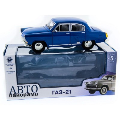 Машина "АВТОПАНОРАМА" ГАЗ-21 "Волга" 1/24 в/к  26*12*11см, синяя