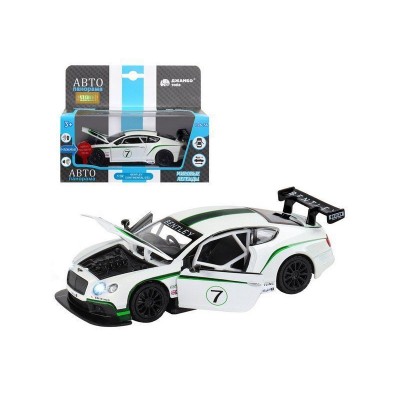Машина "АВТОПАНОРАМА" Bentley Continental GT3, белый, 1/32, свет, звук, инерция, в/к 17,5*13,5*9 см
