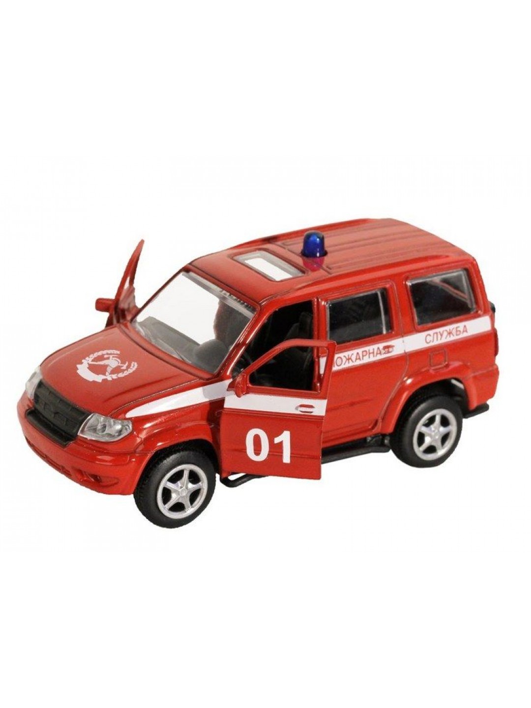 Машина "АВТОПАНОРАМА" "Пожарная служба", красный, 1/50, инерция, в/к 12*7*5,5 см