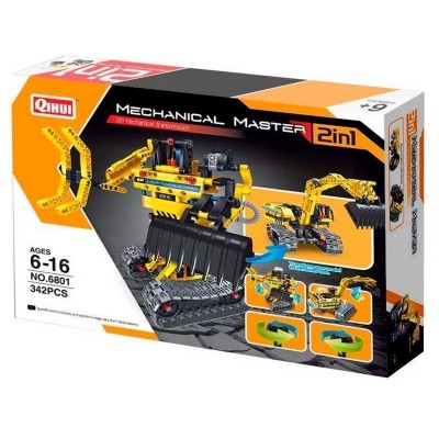 Конструктор Qihui Mechanical Master 2 в 1 Экскаватор и Робот (342 детали)