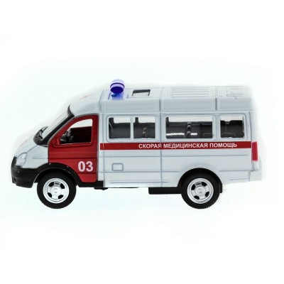 Машина "АВТОПАНОРАМА" инерц. "ГАЗель" (скорая) 1/50, в/к 14,5*8*5,5 см