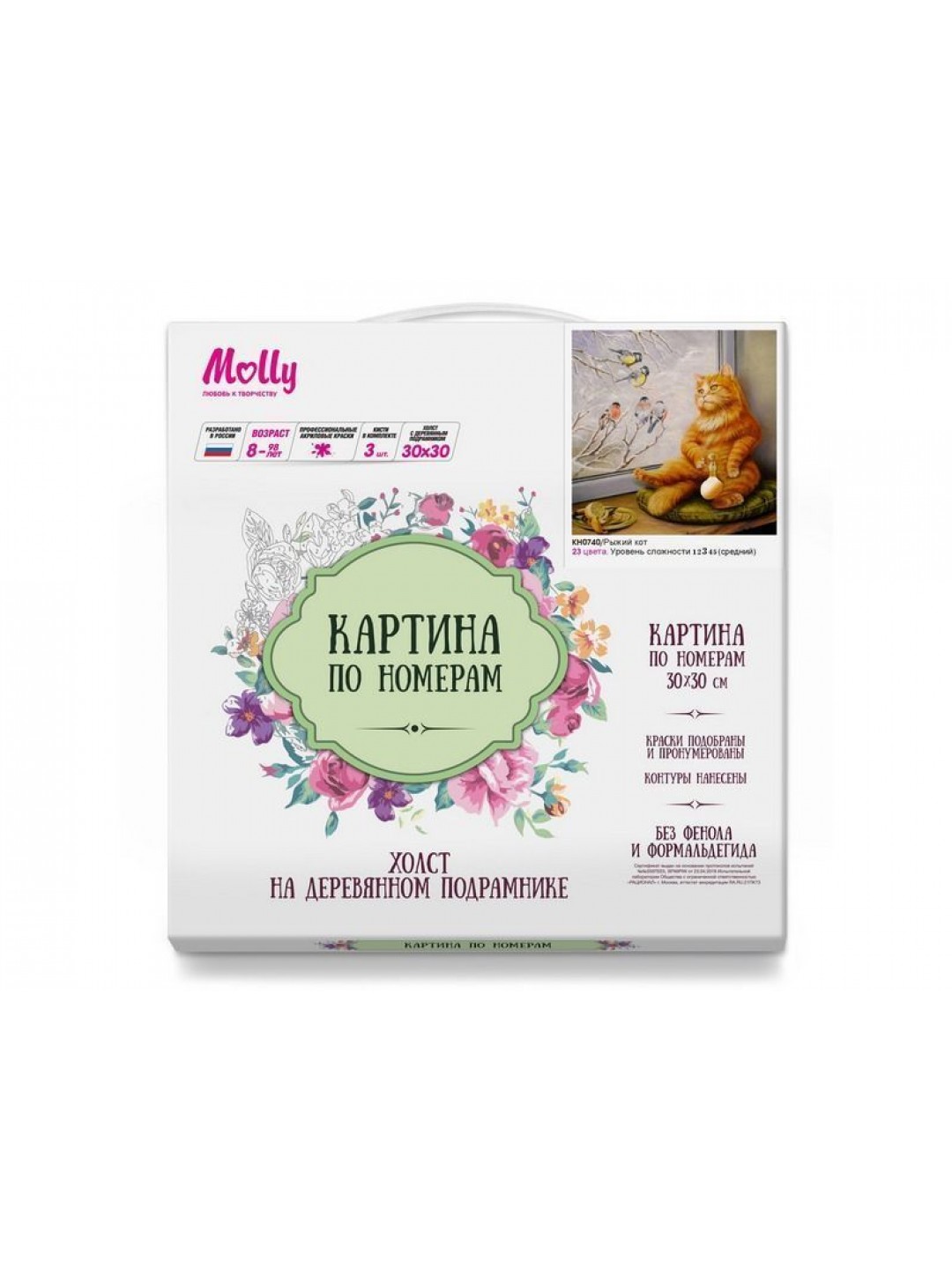 Картина по номерам 30х30 Рыжий кот (23 цвета)