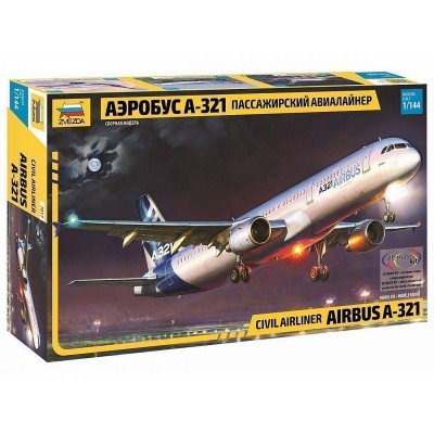 Сборная модель ZVEZDA Пассажирский авиалайнер Аэробус А-321, 1/144