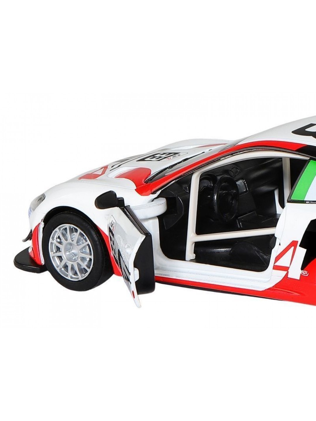 Машина "АВТОПАНОРАМА" Maserati Gran Turismo MC GT4, белый, 1/32, свет, звук, в/к 17,5*13,5*9 см