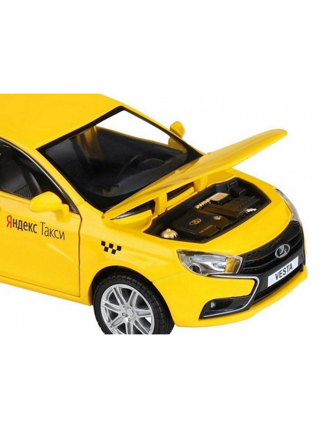 Машина "АВТОПАНОРАМА" Яндекс.Такси  LADA VESTA, желтый, 1/24, в/к 24,5*12,5*10,5 см