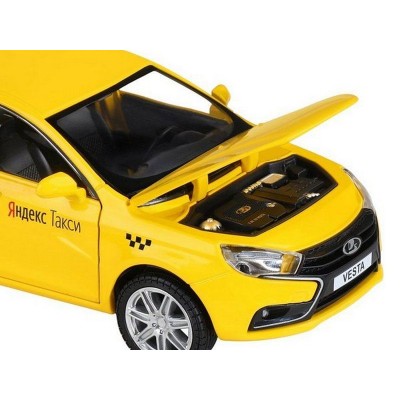 Машина "АВТОПАНОРАМА" Яндекс.Такси  LADA VESTA, желтый, 1/24, в/к 24,5*12,5*10,5 см