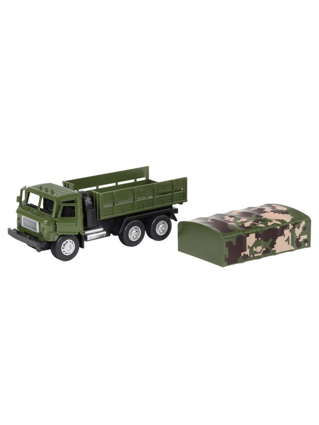 Машина "АВТОПАНОРАМА" "Грузовик", хаки, 1/32, свет, звук, инерция, в/к 24*8*10 см