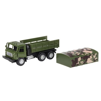Машина "АВТОПАНОРАМА" "Грузовик", хаки, 1/32, свет, звук, инерция, в/к 24*8*10 см
