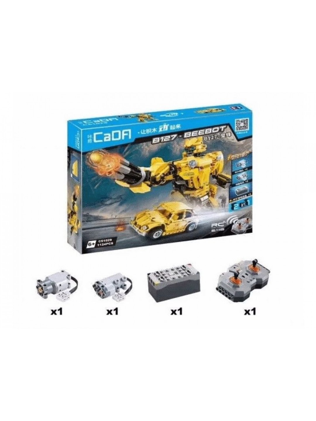 Радиоуправляемый конструктор CADA 2 в 1 трансформер B127-BeeBot (1124 детали)
