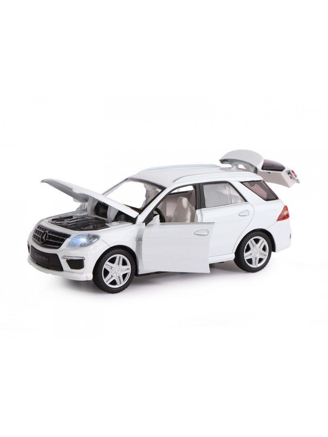 Машина "АВТОПАНОРАМА" Mercedes-Benz ML63 AMG, белый, 1/32, свет, звук, инерция, в/к 17,5*13,5*9 см