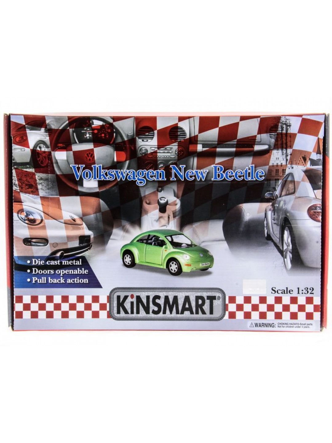 Машина Kinsmart 1:32 Volkswagen New Beetle инерция (1/12шт.)  б/к