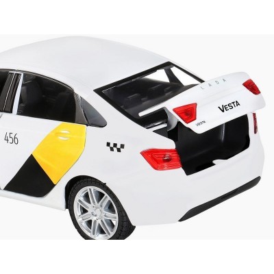 Машина "АВТОПАНОРАМА" Яндекс.Такси  LADA VESTA, белый, 1/24, в/к 24,5*12,5*10,5 см