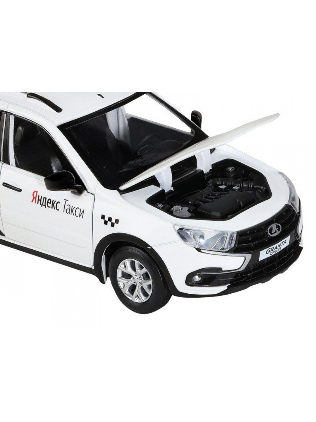 Машина "АВТОПАНОРАМА" Яндекс.Такси LADA GRANTA CROSS, белый, 1/24, свет, звук, в/к 24,5*12,5*10,5см