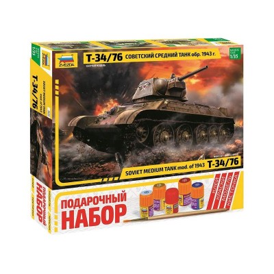 Сборная модель ZVEZDA Советский средний танк "Т-34/76"  обр. 1943г, подарочный набор, 1/35