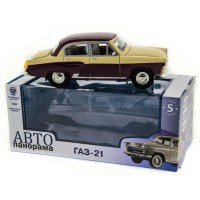 Машина "АВТОПАНОРАМА" ГАЗ-21 "Волга" 1/24 в/к 26*12*11см, желто-бордовая Машина "АВТОПАНОРАМА" ГАЗ-21 "Волга" 1/24 в/к 26*12*11см, желто-бордовая