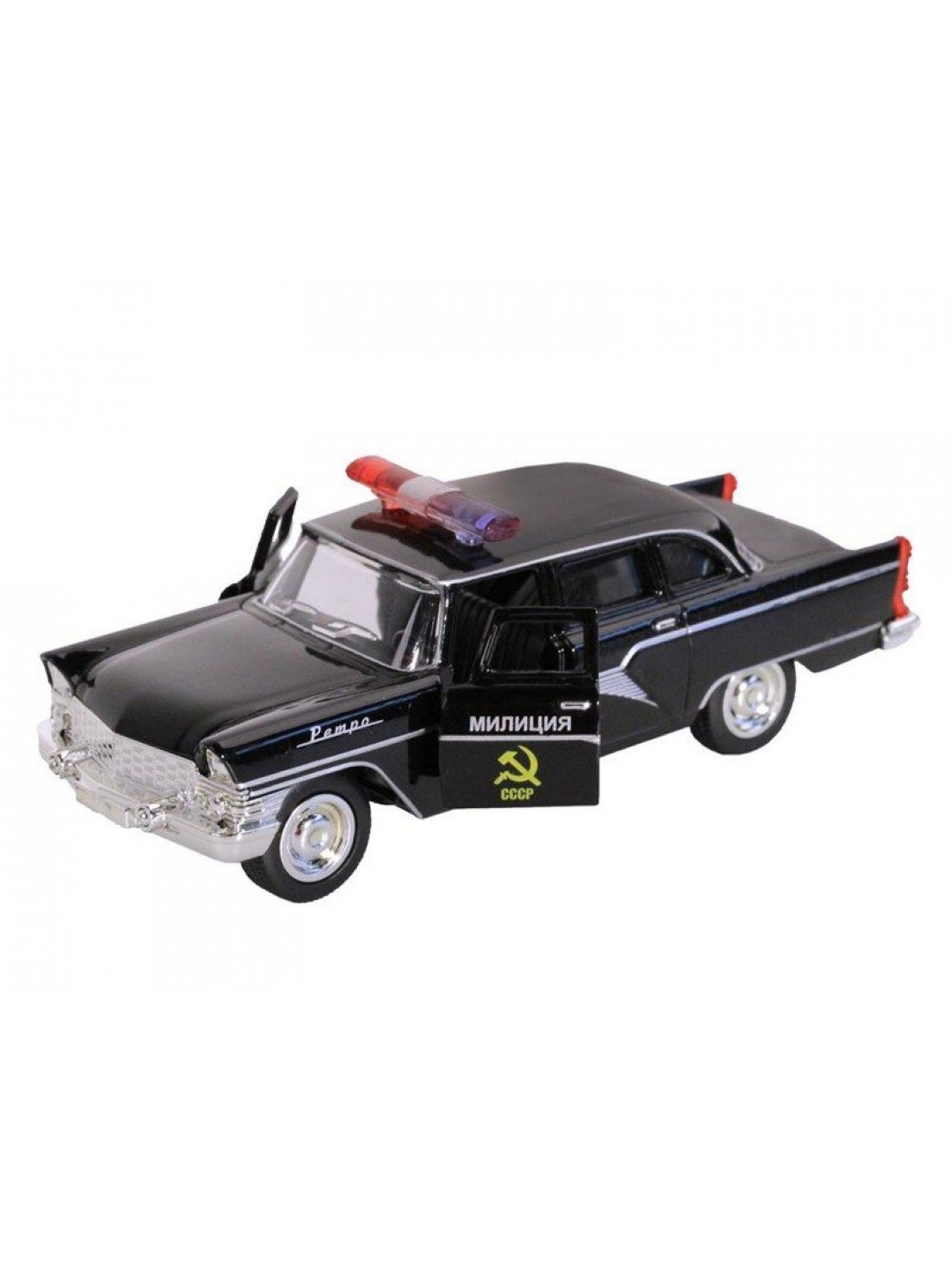 Машина "АВТОПАНОРАМА" "Милиция", черный, 1/48, инерция, в/к 14*5,5*6,6 см