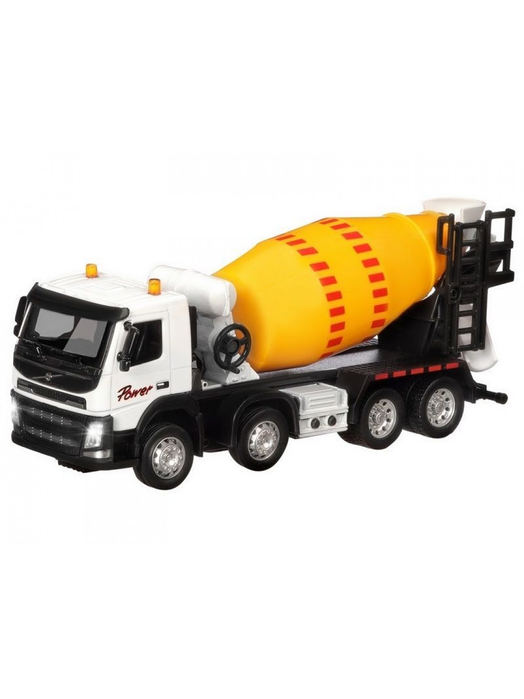 Машина "АВТОПАНОРАМА" Volvo бетономешалка, белый, 1/50, свет, звук, в/к 28*14*10 см
