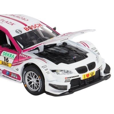 Машина "АВТОПАНОРАМА" BMW M3 DTM, белый-розовый, 1/32, свет, звук, инерция, в/к 17,5*13,5*9 см