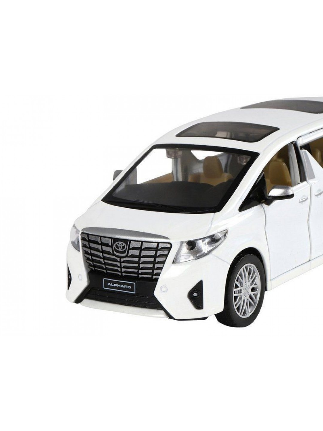 Машина "АВТОПАНОРАМА" Toyota Alphard, белый, 1/29, свет, звук, инерция, в/к 20*10*11 см