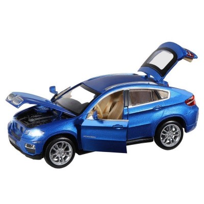 Машина "АВТОПАНОРАМА" BMW X6, синий, 1/32, свет, звук, инерция, в/к 17,5*13,5*9 см