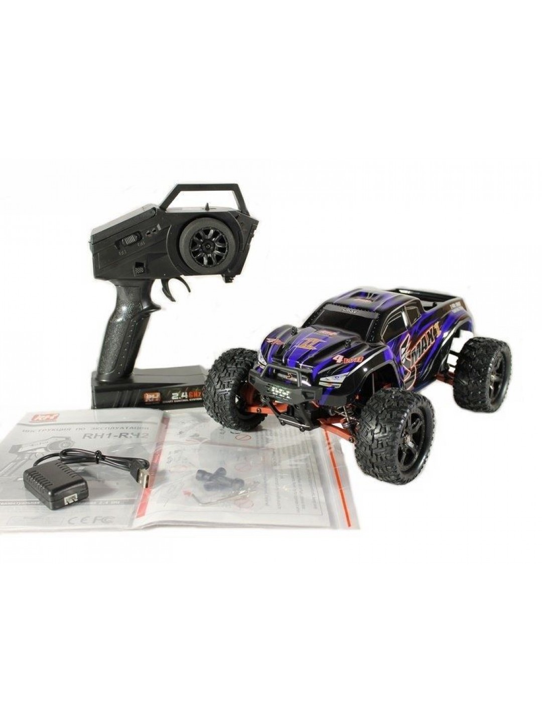 Радиоуправляемый монстр Remo Hobby SMAX UPGRADE V2.0 (синий) 4WD 2.4G 1/16 RTR
