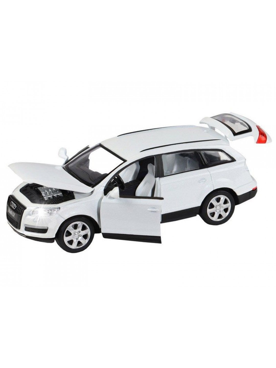 Машина "АВТОПАНОРАМА" Audi Q7, белый, 1/32, свет, звук, инерция, в/к 17,5*13,5*9 см