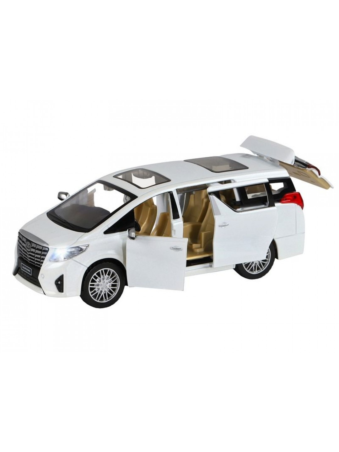 Машина "АВТОПАНОРАМА" Toyota Alphard, белый, 1/29, свет, звук, инерция, в/к 20*10*11 см