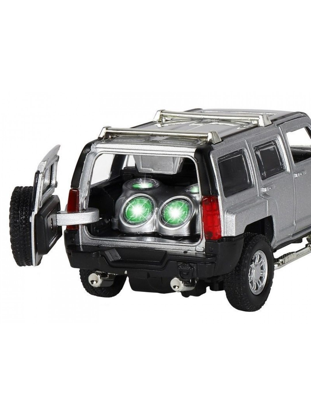 Машина "АВТОПАНОРАМА" Hummer H3, серебряный, 1/32, свет, звук, инерция, в/к 17,5*13,5*9 см