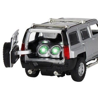 Машина "АВТОПАНОРАМА" Hummer H3, серебряный, 1/32, свет, звук, инерция, в/к 17,5*13,5*9 см