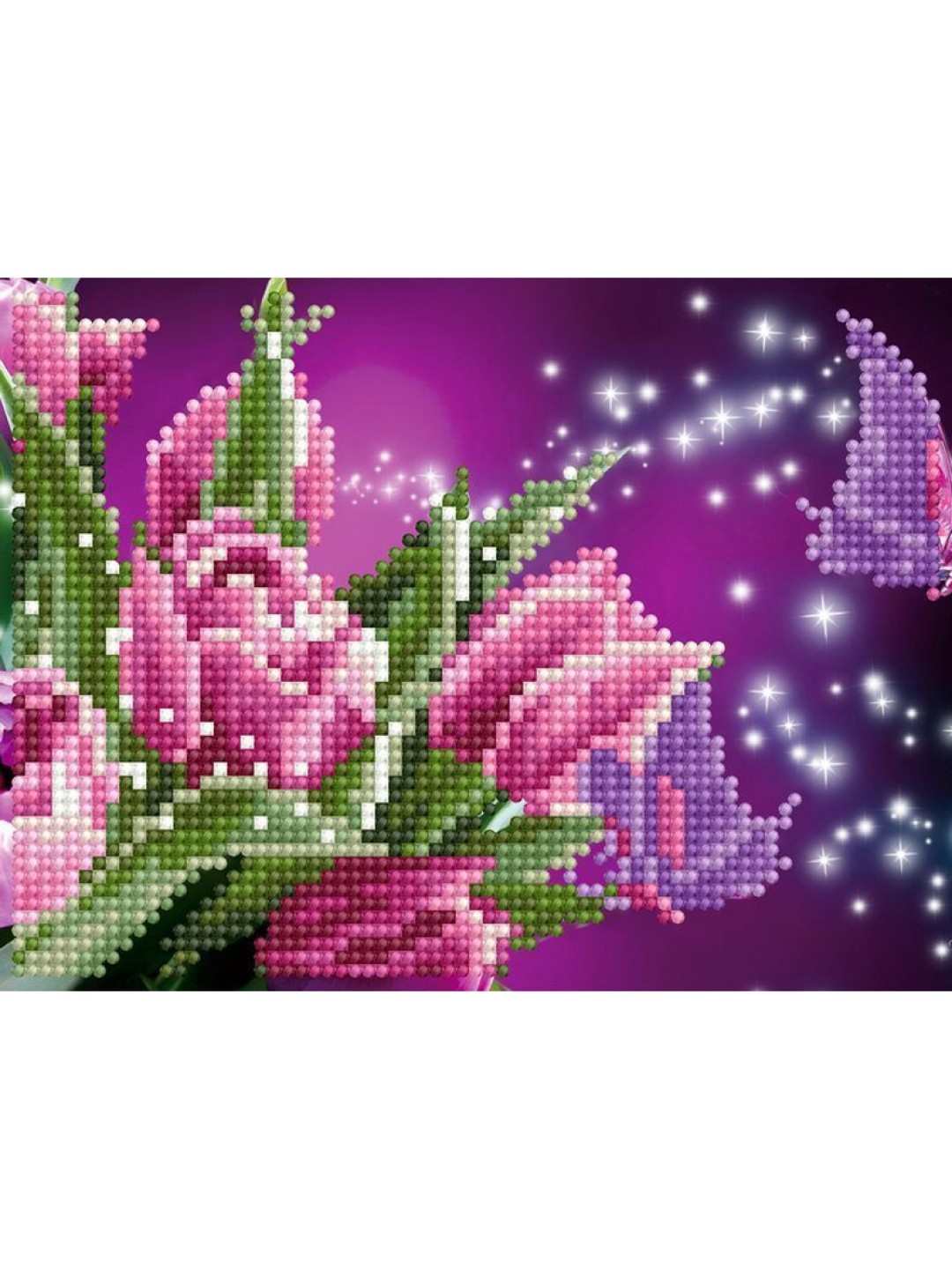 Картина мозаикой 15х20 РОЗОВЫЕ ТЮЛЬПАНЫ (17 цветов)