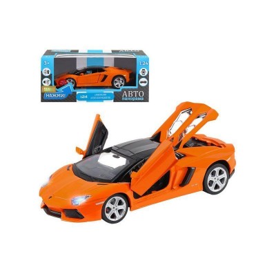 Машина "АВТОПАНОРАМА" Lamborghini Aventador Roadster, оранжевый, 1/24, в/к 24,5*12,5*10,5 см