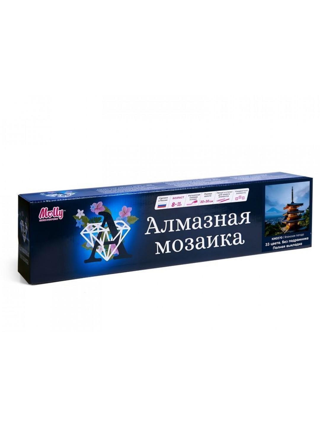 Картина мозаикой 30х30 ЯПОНСКАЯ ПАГОДА (квадр. эл-ты) (33 цвета)