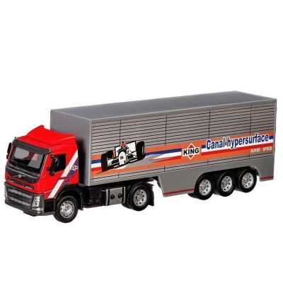 Машина "АВТОПАНОРАМА" Volvo, красный, 1/50, свет, звук, в/к 28*14*10 см