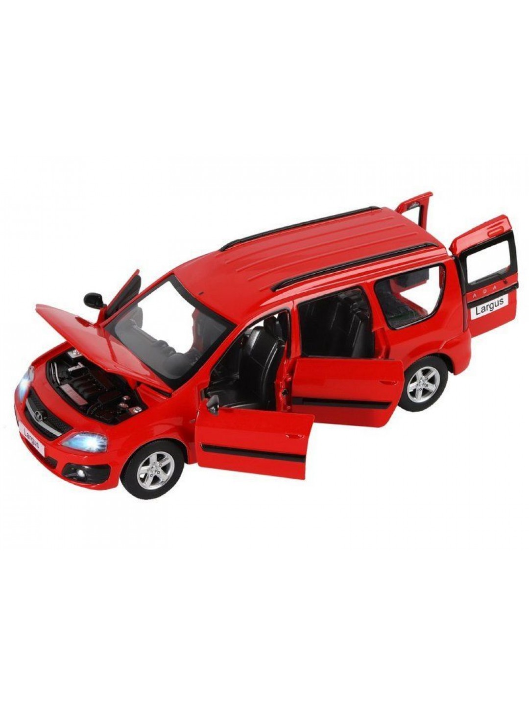 Машина "АВТОПАНОРАМА" LADA LARGUS, красный, 1/24, свет, звук, инерция, в/к 24,5*12,5*10,5 см