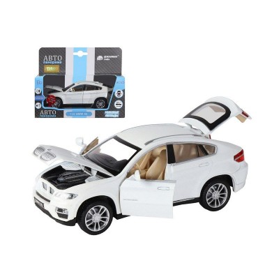 Машина "АВТОПАНОРАМА" BMW X6, белый, 1/32 , свет, звук, инерция, в/к 17,5*13,5*9 см