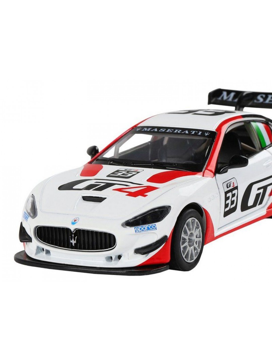 Машина "АВТОПАНОРАМА" Maserati Gran Turismo MC GT4, белый, 1/32, свет, звук, в/к 17,5*13,5*9 см