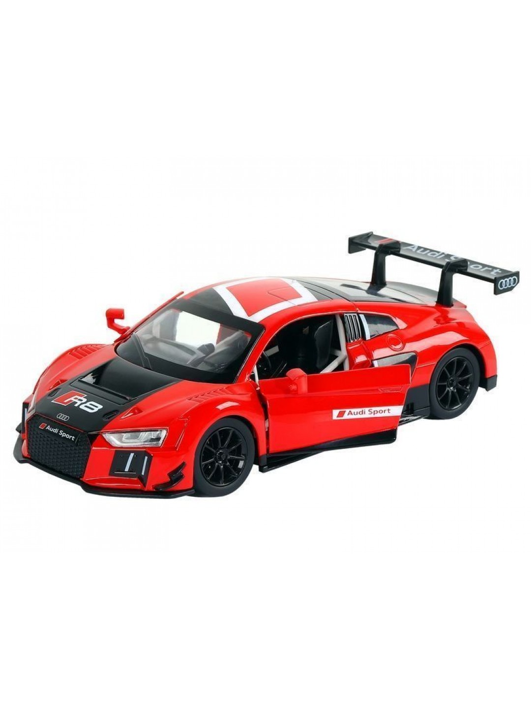 Машина "АВТОПАНОРАМА" Audi R8 LMS, красный, 1/24, свет, звук, в/к 24,5*12,5*10,5 см