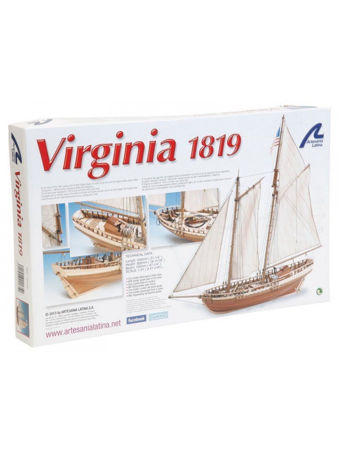 Сборная деревянная модель корабля Artesania Latina VIRGINIA AMERICAN SCHOONER, 1/41