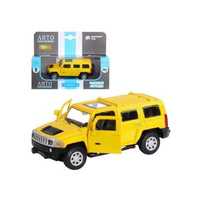 Машина "АВТОПАНОРАМА" Hummer H3, желтый, 1/43, инерция, в/к 17,5*12,5*6,5 см