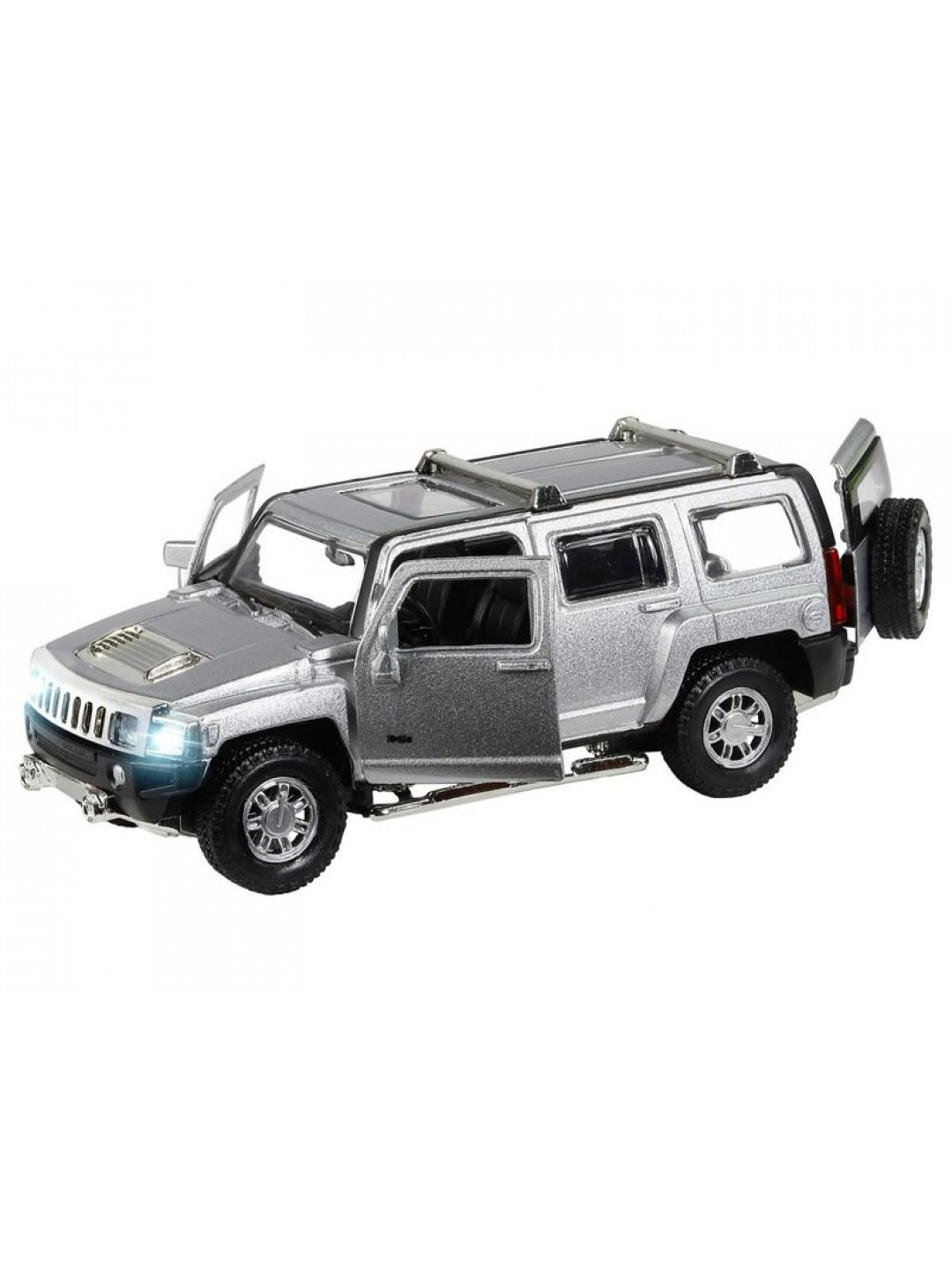 Машина "АВТОПАНОРАМА" Hummer H3, серебряный, 1/32, свет, звук, инерция, в/к 17,5*13,5*9 см