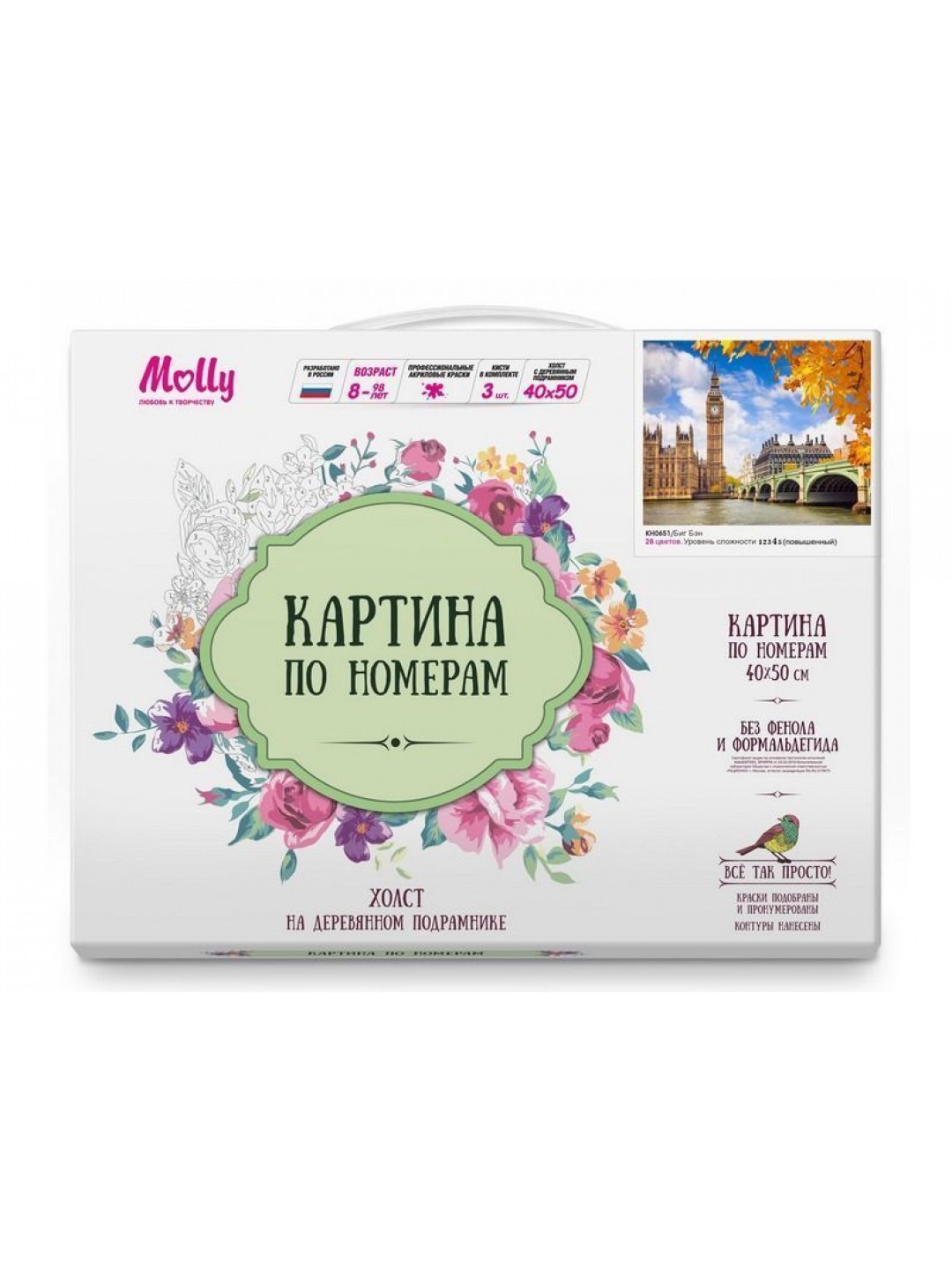 Картина по номерам 40х50 Биг Бен (28 цветов)