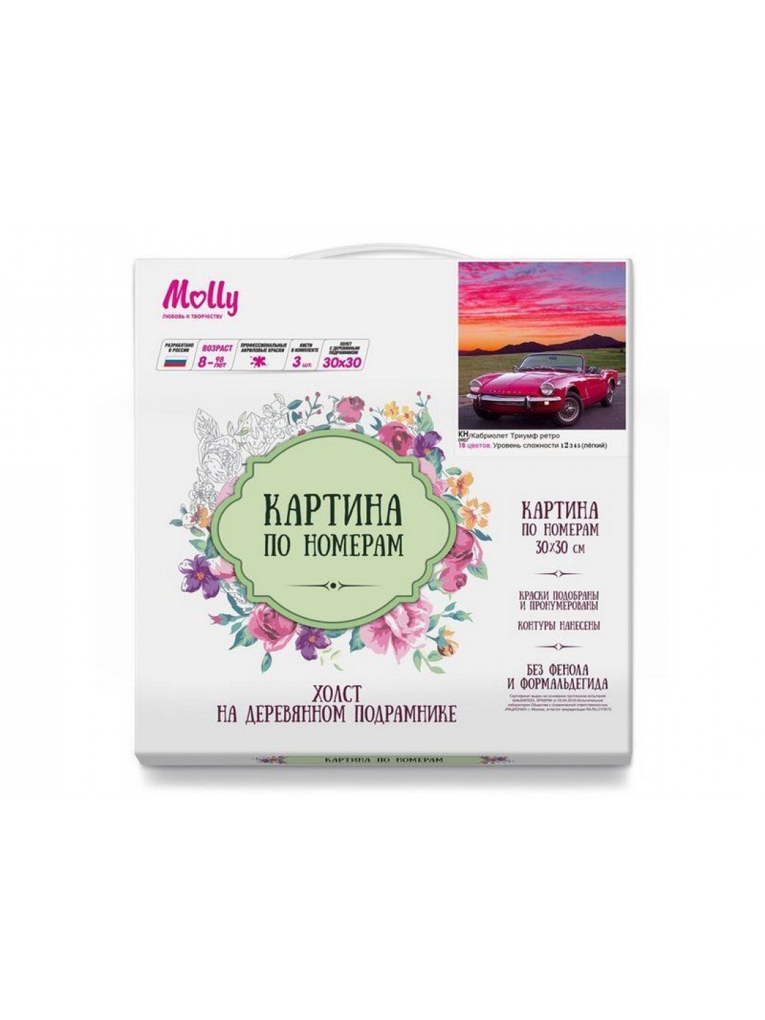 Картина по номерам 30x30 КАБРИОЛЕТ ТРИУМФ РЕТРО (19 цветов)