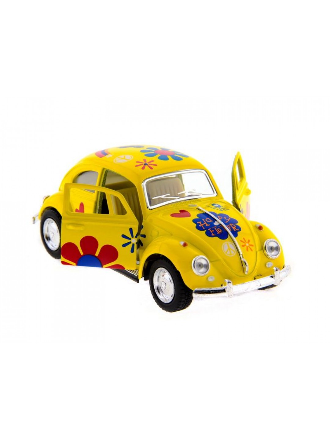 Машина Kinsmart 1967 Volkswagen Classical Beetle with printing инерция (1/12шт.) 1:32 б/к