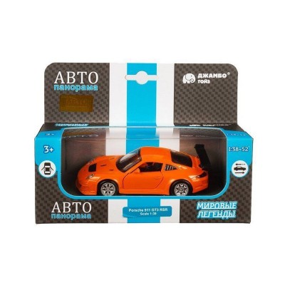 Машина "АВТОПАНОРАМА" Porsche 911 GT3 RSR, оранжевый, 1/39, инерция, в/к 17,5*12,5*6,5 см