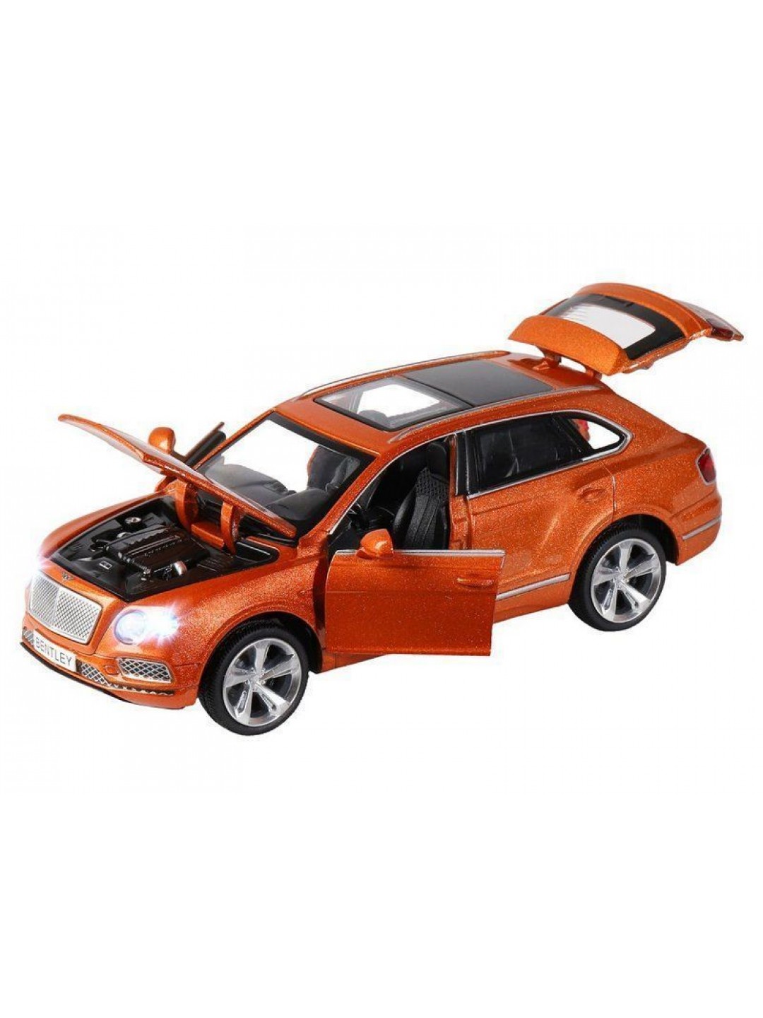 Машина "АВТОПАНОРАМА" Bentley Bentayga, оранжевый, 1/34, свет, звук, инерция, в/к 17,5*13,5*9 см