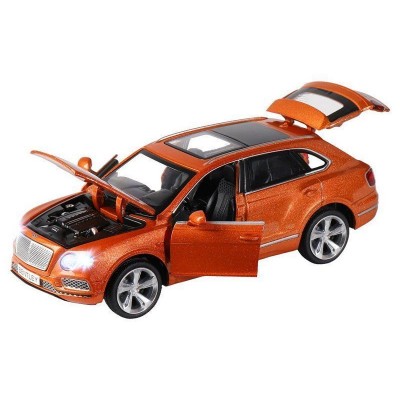 Машина "АВТОПАНОРАМА" Bentley Bentayga, оранжевый, 1/34, свет, звук, инерция, в/к 17,5*13,5*9 см