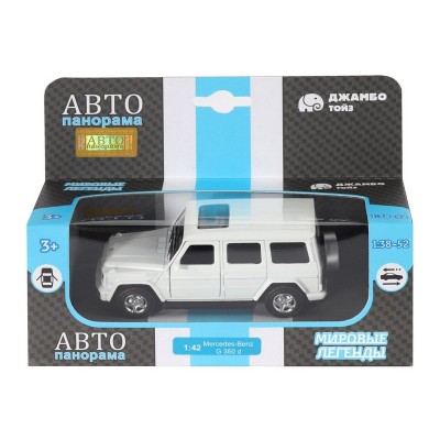 Машина "АВТОПАНОРАМА" Mercedes-Benz G350d, белый, 1/42, инерция, в/к 17,5*12,5*6,5 см