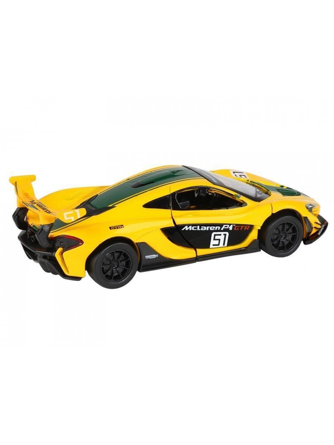 Машина "АВТОПАНОРАМА" Mclaren P1™ GTR, желтый, 1/32, свет, звук, инерция, в/к 17,5*12,5*6,5 см