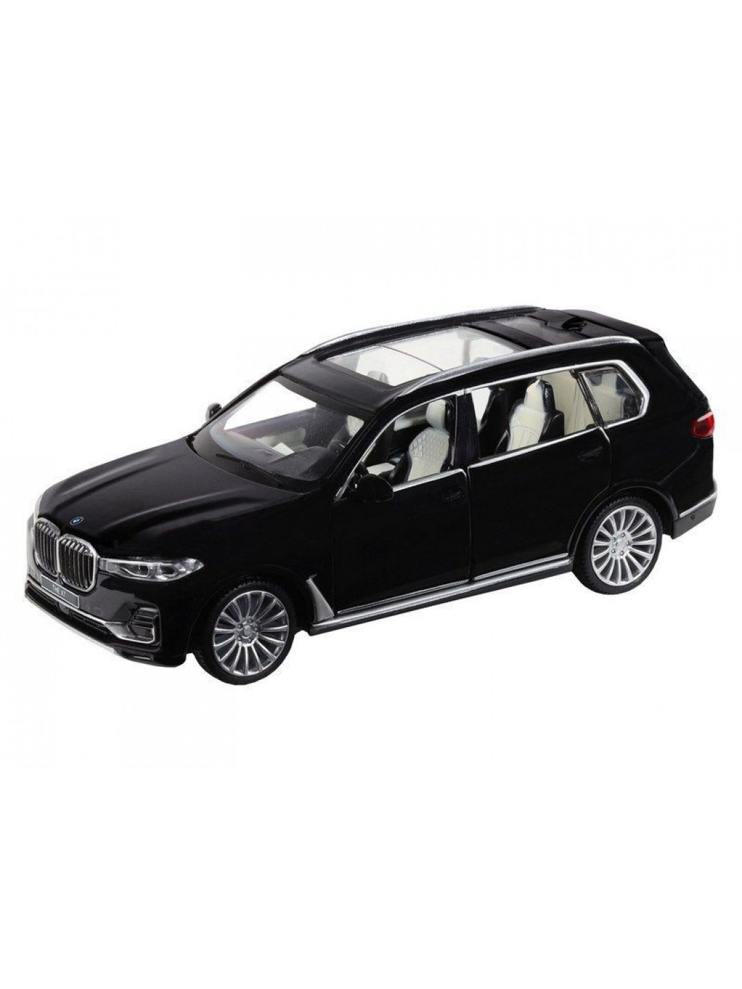 Машина "АВТОПАНОРАМА" BMW X7, черный, 1/32, свет, звук, инерция, в/к 17,5*13,5*9 см